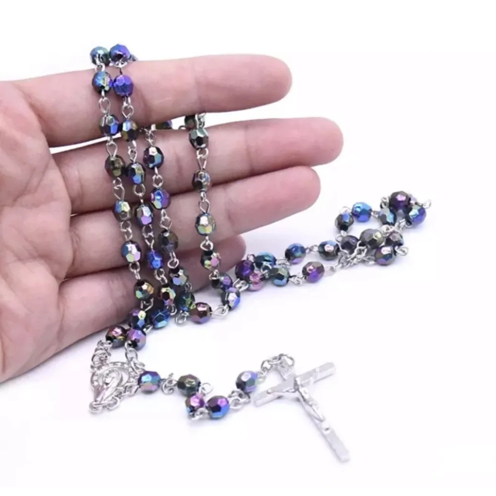 Rainbow Iridescent Acrylic Beaded Catholic Religious Rosary